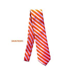 The Tie Bar Twill White Stripe Tie Men Color Orange Size 3.5 X 58